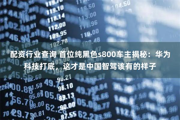 配资行业查询 首位纯黑色s800车主揭秘：华为科技打底，这才是中国智驾该有的样子